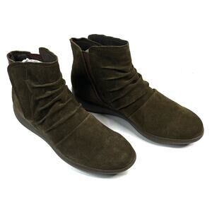 MUNRO Scout Herb Suede Water-Resistant Ruched Bootie Size 7N Made in USA New
